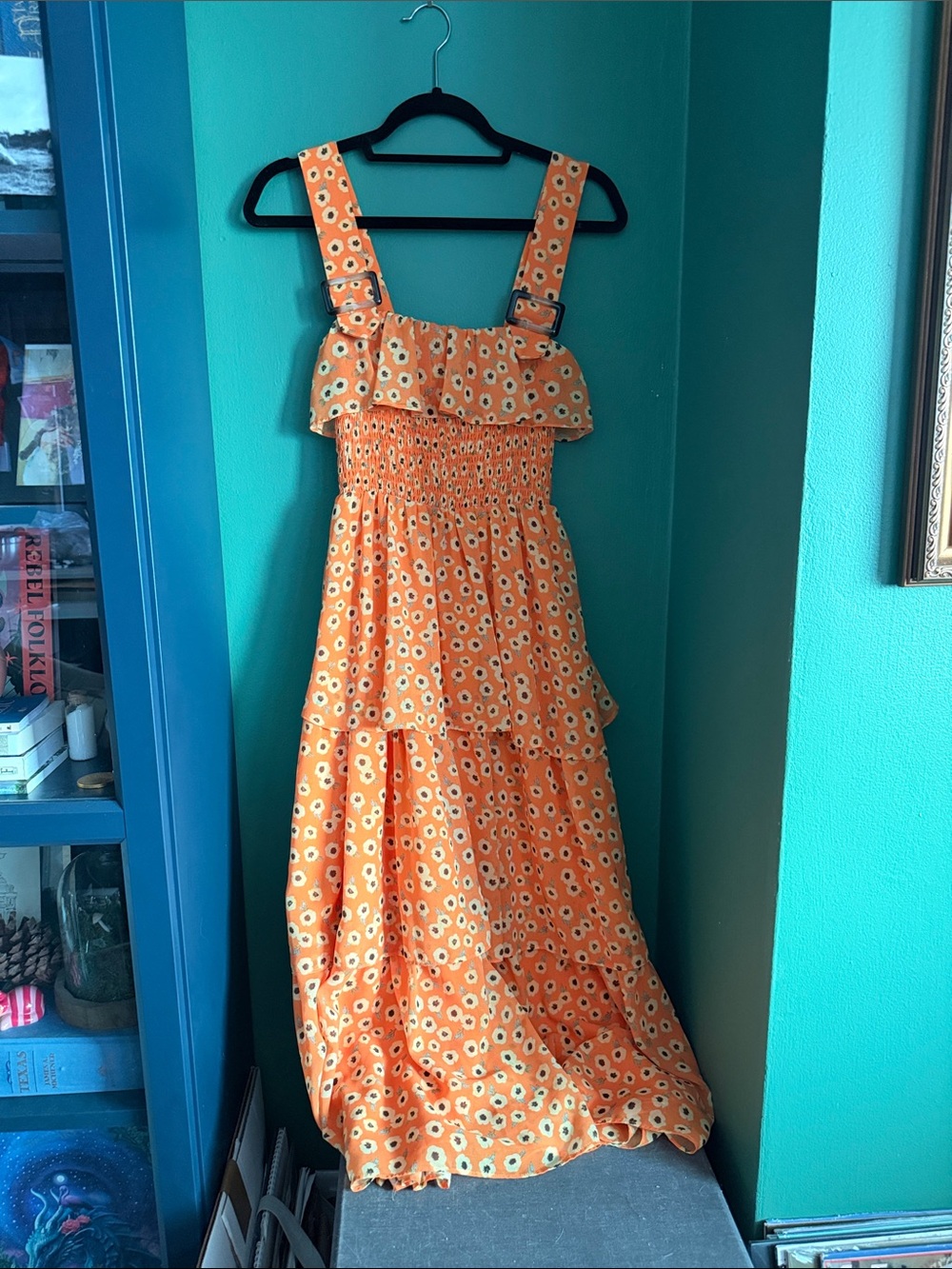 Slate & Willow Orange Floral Midi Dress
